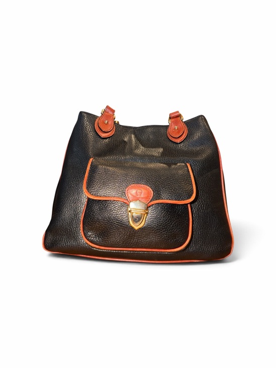Etienne Aigner Handbags - Vintage Etienne Aigner Black Shoulder Bag with Orange Trim